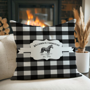 Coussin Cheval de la ferme de Plaid Buffalo noir