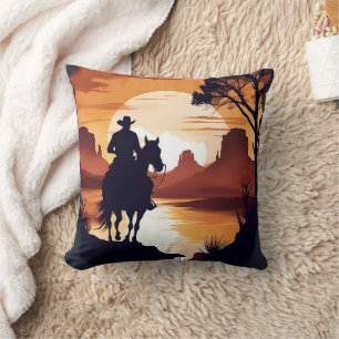 Coussin Cheval de l'équitation Cowboy dans le désert à Sun