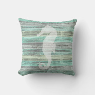 Coussin Cheval de mer à la décoration côtière rustique