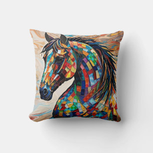 Coussin Cheval de mosaïque en verre à plusieurs couleurs 1