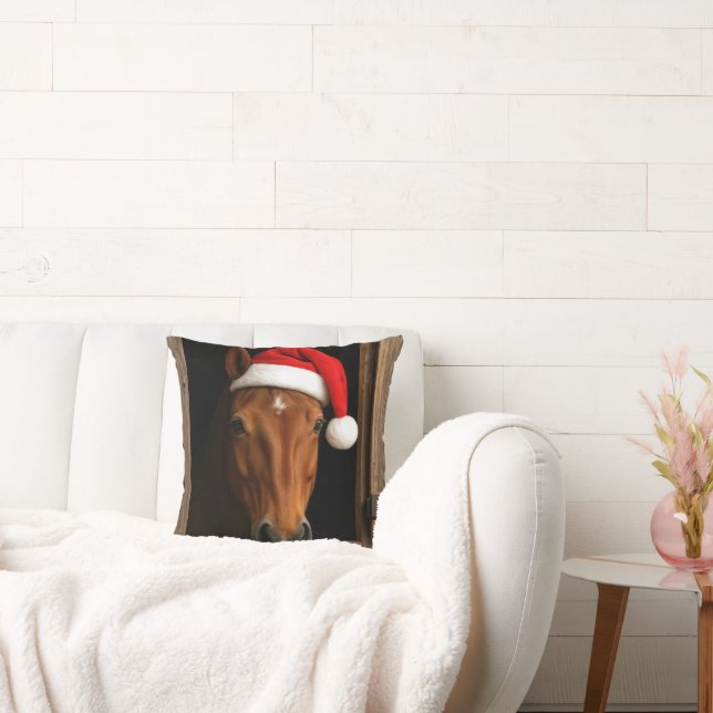 Coussin Cheval de Noël dans la fenêtre de l'écurie (Canapé)