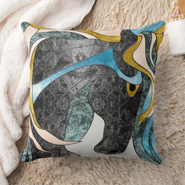 Coussin Cheval de Verre Abstrait - Équine moderne (Couverture)