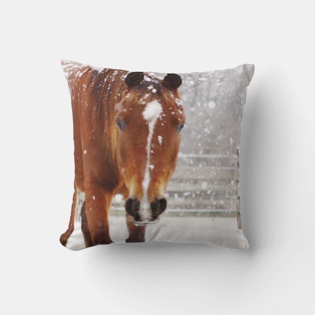 Coussin Cheval d'hiver Noël (Recto)
