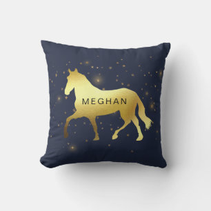 Coussin cheval d'or étoiles équestre Monogramme
