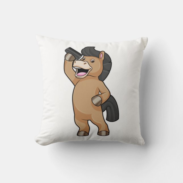 Coussin Cheval en coiffeur avec peigne (Recto)