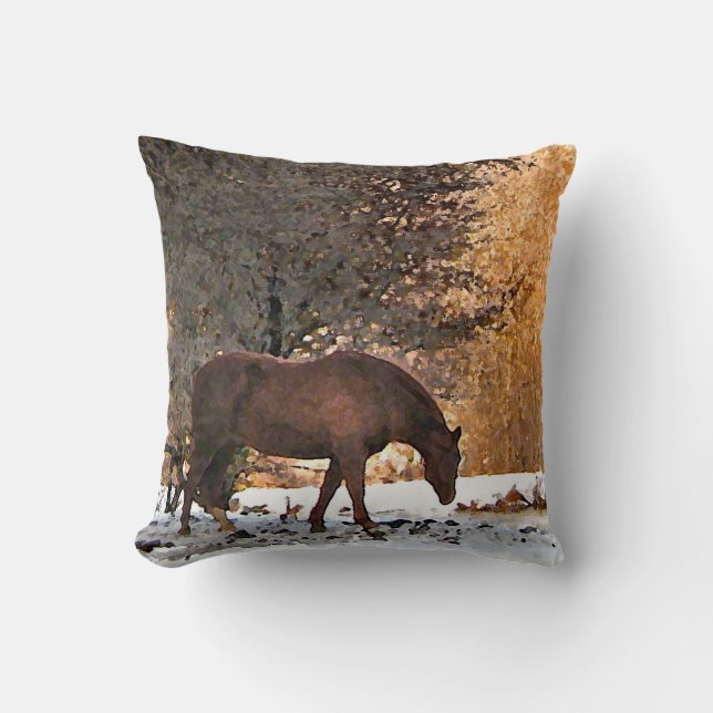 Coussin Cheval en hiver (Recto)