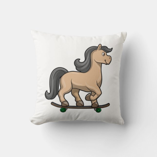 Coussin Cheval en Patinage avec Skateboard (Recto)