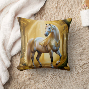 Coussin Cheval enchanté dans la forêt dorée