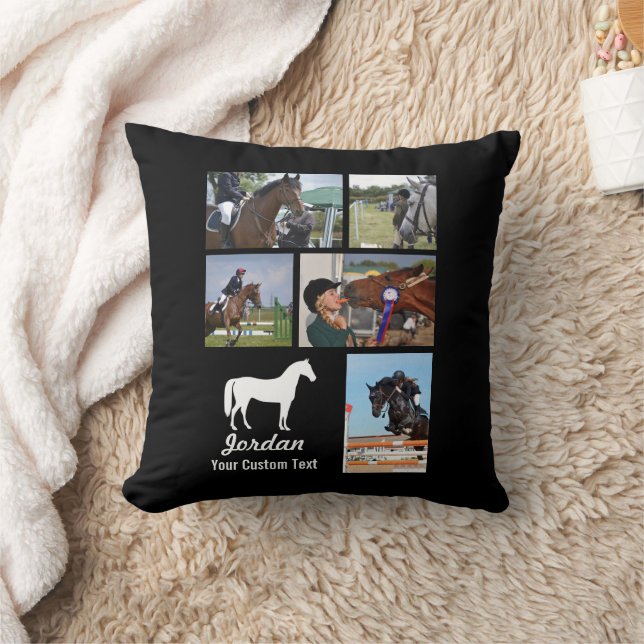 Coussin Cheval Equestre Personnalisé Équitation Photo Nom (Couverture)