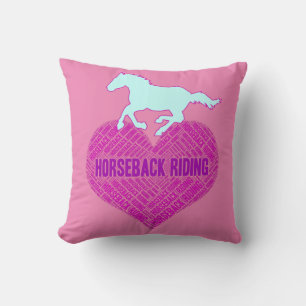 Coussin Cheval équitation Coeur avec Pony sauvage