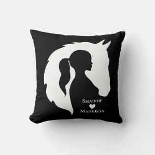 Coussin Cheval et fille cheval amoureux silhouette coeur p