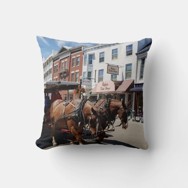 Coussin Cheval et transport sur l'île Mackinac, Michigan (Recto)