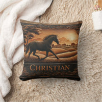 Cheval galopant en paysage Pittoresque au coucher 