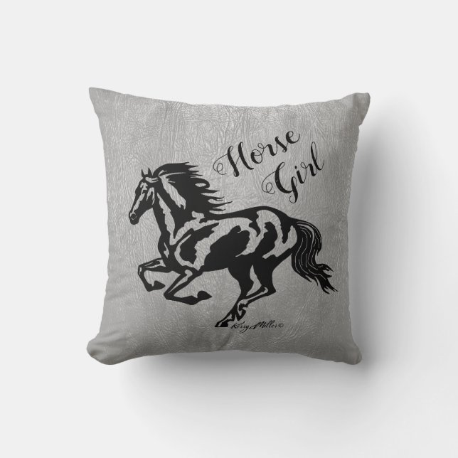 Coussin Cheval Girl, Cheval Jeu d'oreiller (Recto)