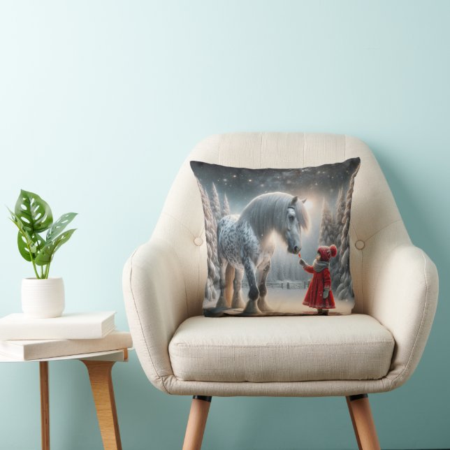 Coussin Cheval gris pomme de Noël (Chaise)