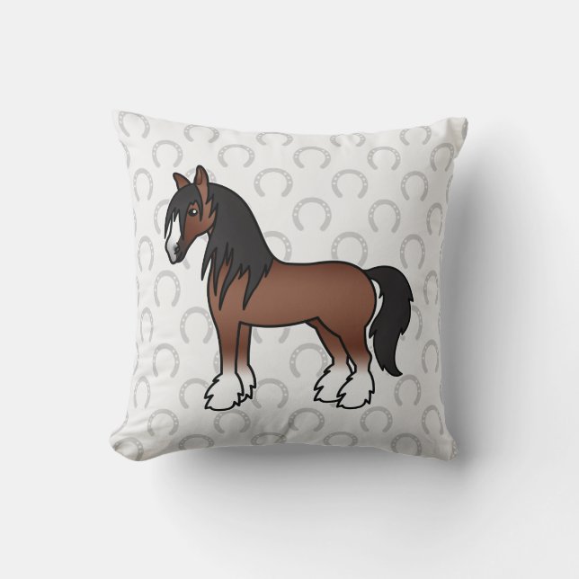 Coussin Cheval Gypsy Vanner / Shire / Clydesdale brun (Recto)