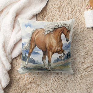 Coussin Cheval islandais Edda Silver bay dans les montagne