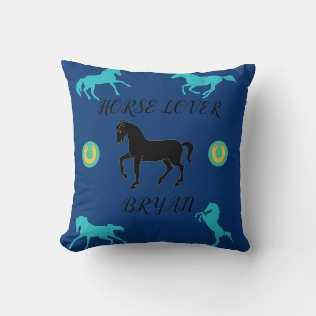 Coussin Cheval Lover lance l'oreiller avec nom personnalis (Recto)