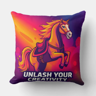 Coussin Cheval Majestueux avec Art Digital Inspirant
