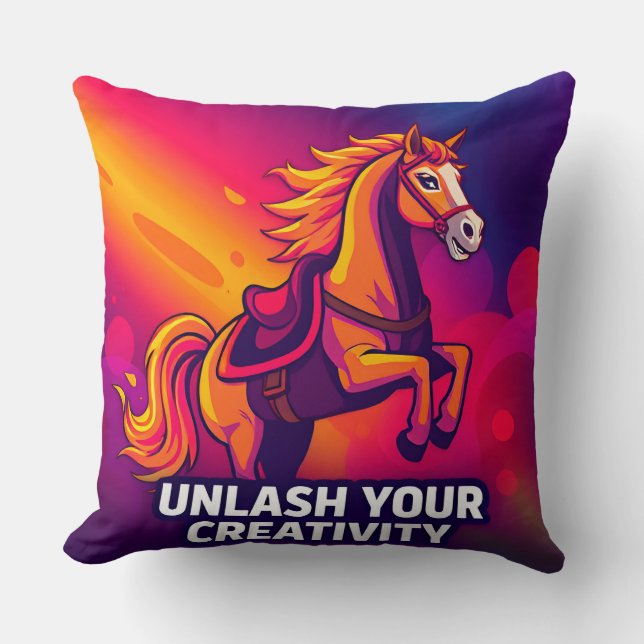 Coussin Cheval Majestueux avec Art Digital Inspirant (Recto)