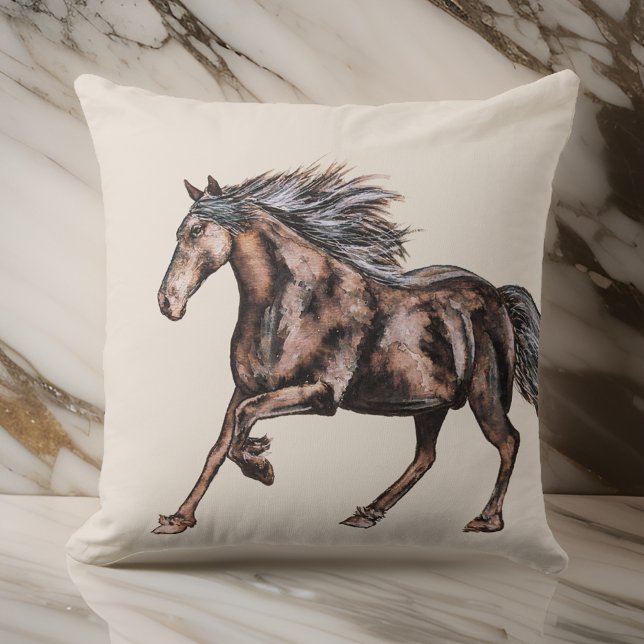 Coussin Cheval Mystique Moderne Aquarelle (Créateur téléchargé)