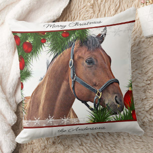 Coussin Cheval Noël équestre équine Cute Pony Horse