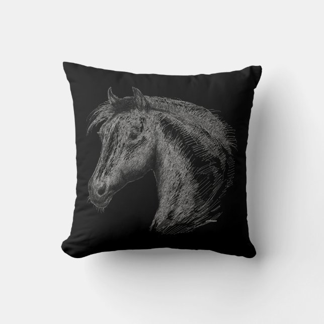 Coussin Cheval : Noir (Recto)