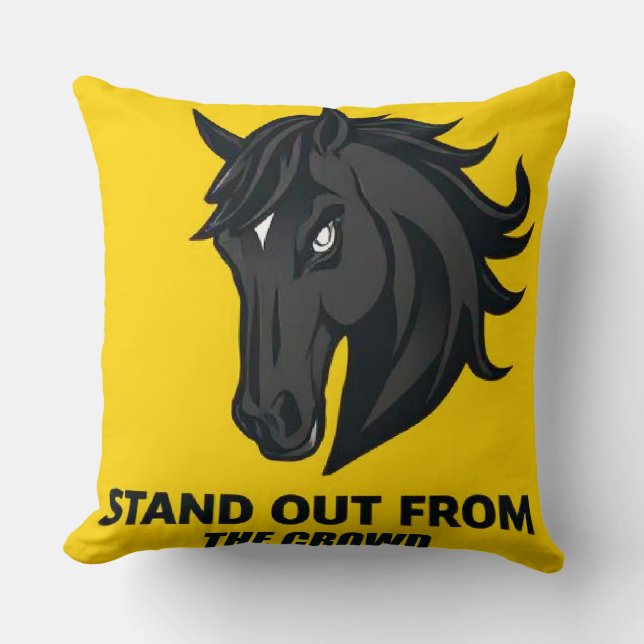 Coussin Cheval noir avec texte qui se démarque de la foule (Recto)