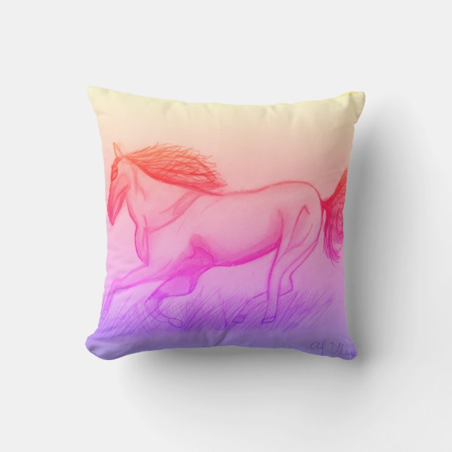Coussin Cheval Pilow de coucher du soleil (Recto)