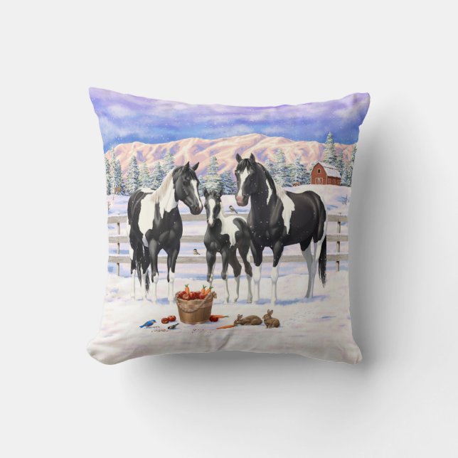 Coussin Cheval Pinto Quarter Noir Chevaux Paint Chevaux Da (Recto)