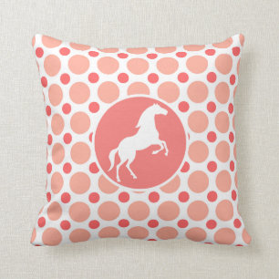 Coussin Cheval ; Pois rose et de corail