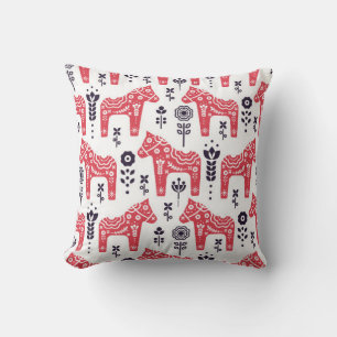 Coussin Cheval populaire suédois motif sans couture fleuri