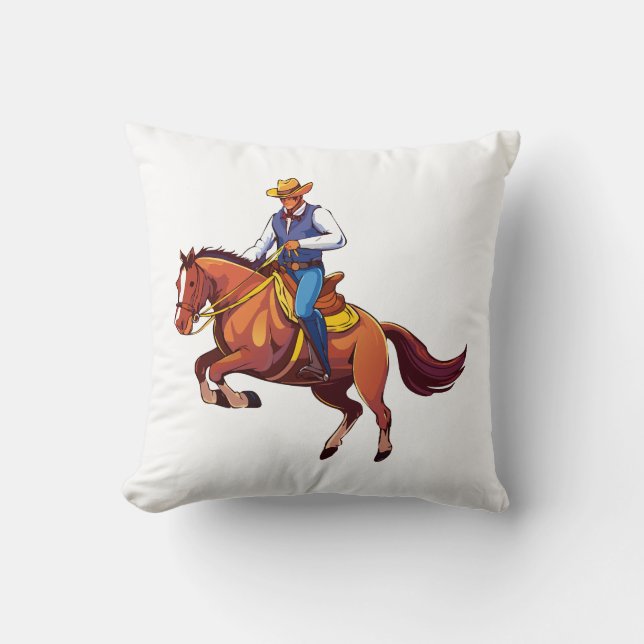 Coussin Cheval qui rue avec l'homme (Recto)