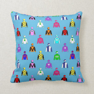 Coussin Cheval Racing Jockey Silks Motif sur Sky Blue