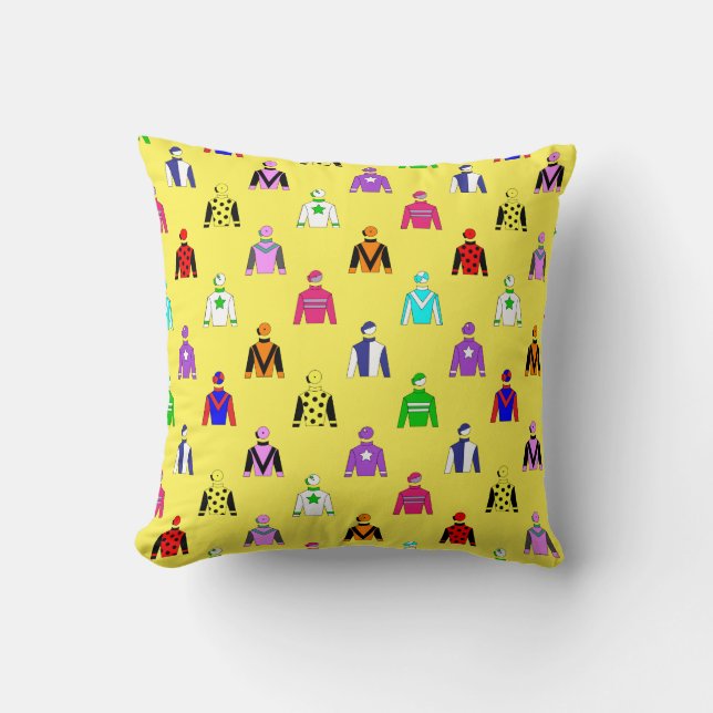 Coussin Cheval Racing Jockey soies Motif sur Jellow (Recto)