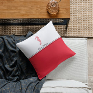 Coussin Cheval rouge tirant mer nom de vie élégant