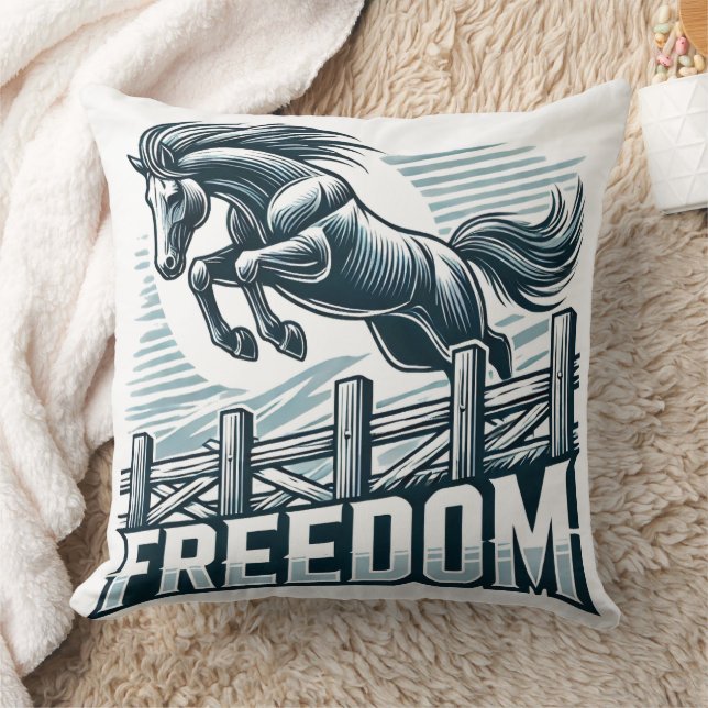 Coussin Cheval sautant par-dessus le mur de la liberté (Couverture)