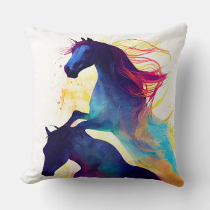 Coussin Cheval Sauvage Nature Animaux Couleurs Art Peintur