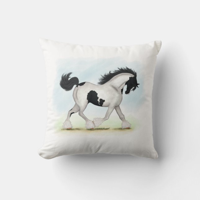 Coussin Cheval Tobiano Gypsy Vanner (Recto)