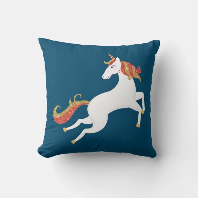 Coussin Cheval Unicorne Personnalisé Golden Red Parties sc (Recto)