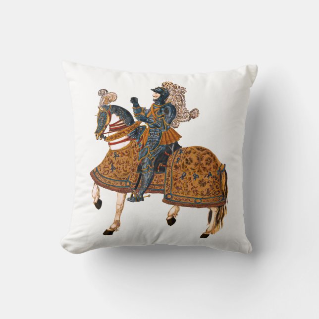 Coussin Chevalier médiéval en Armor à cheval (Recto)