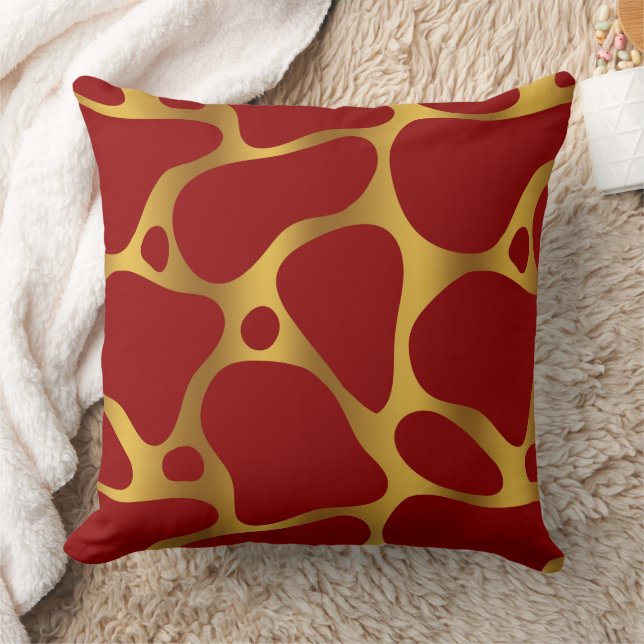 Coussin Chevalier rouge et or abstrait girafe motif lancer (Couverture)