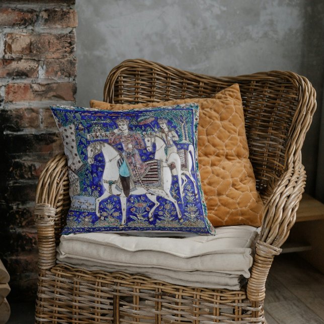 Coussin Chevaliers de Perse Romance Ciel Bleu Blanc | (Créateur téléchargé)