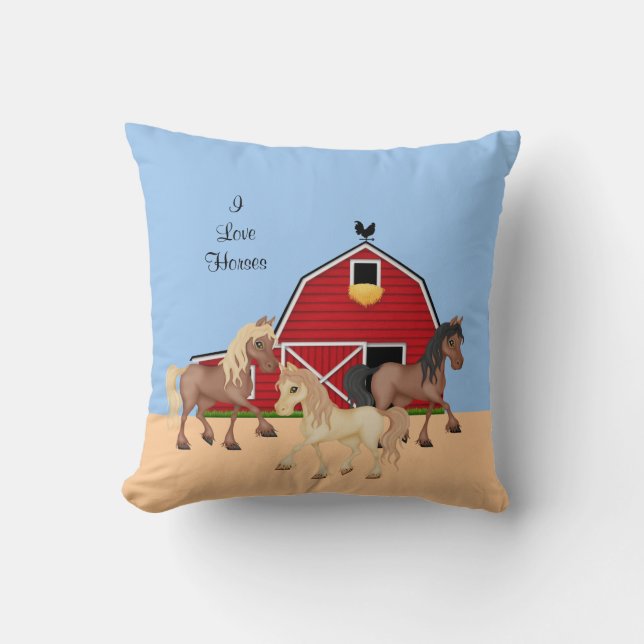 Coussin Chevaux à une ferme (Recto)