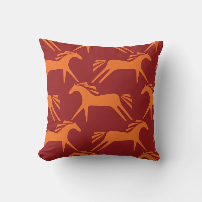 Coussin Chevaux : Beauté équestre rouge sans mer. (Recto)