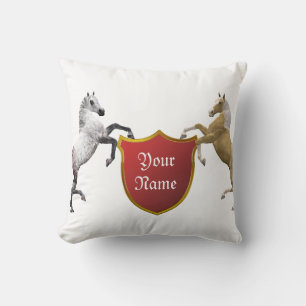 Coussin Chevaux cardiaques élevant, ajoutez votre nom