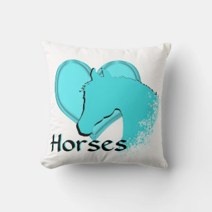 Coussin Chevaux cardiaques III (aqua)