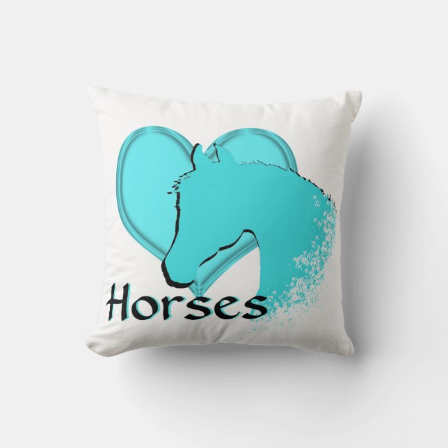 Coussin Chevaux cardiaques III (aqua) (Recto)