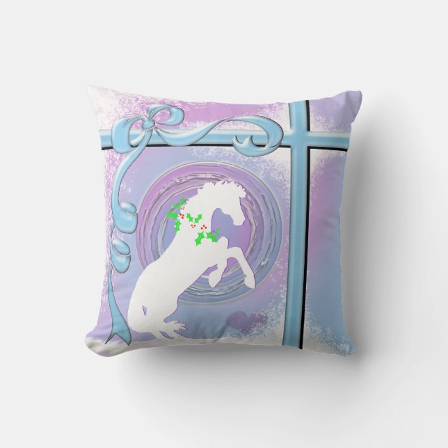 Coussin Chevaux de Coeur Blanc V Vacances (Rose/Lav Swirl/ (Recto)