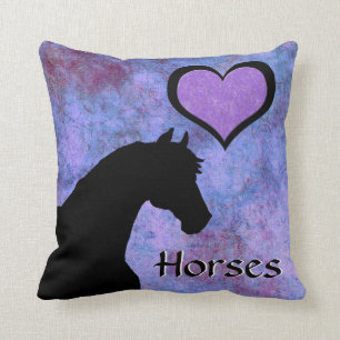 Coussin Chevaux de coeur (pourpres/bleu)